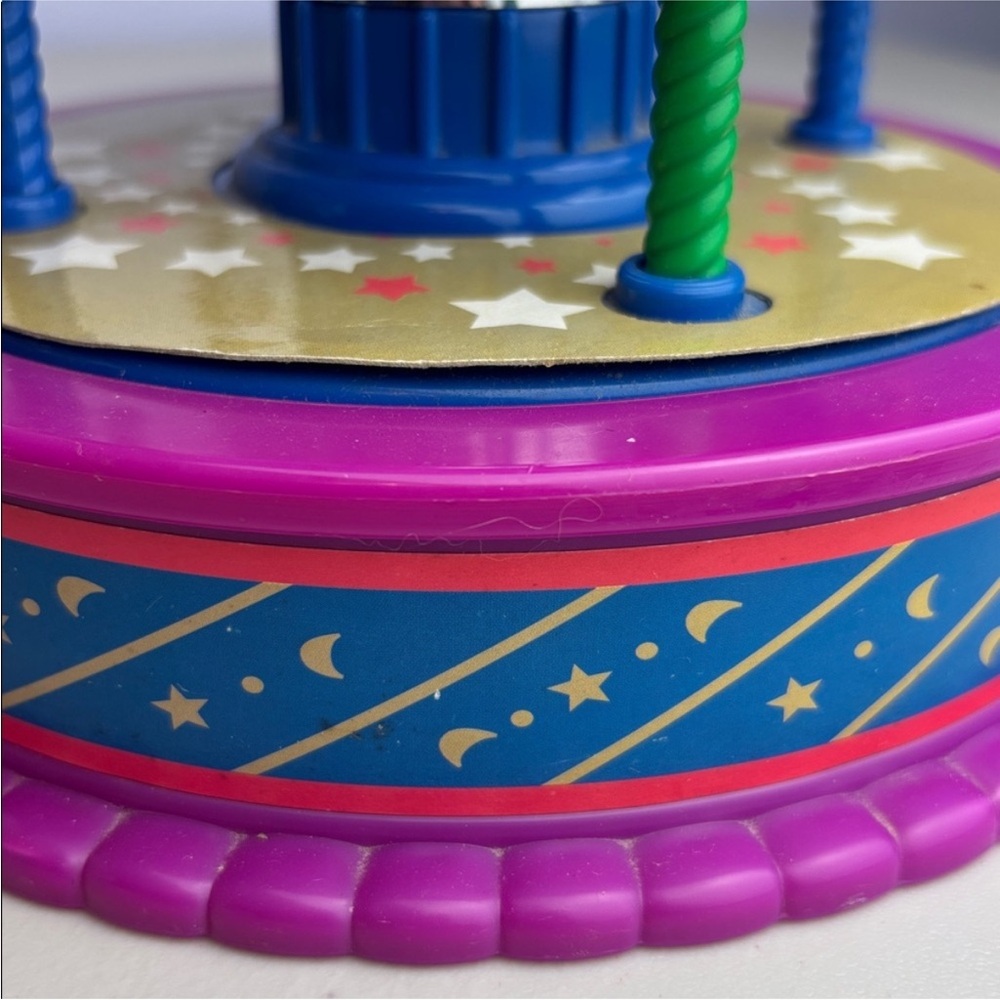 Vintage 90s Colorful Pink Purple Blue Horse Musical Carousel Toy merry-go-round - Picture 6 of 14